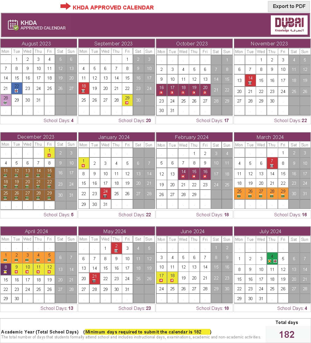KHDA Calendar - 23-24 - Updated